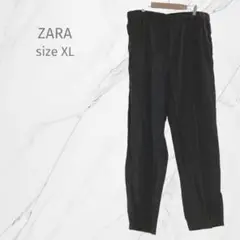 『ZARA ザラ』メンズ　イージーパンツ【XL】ブラック　黒　リネン風