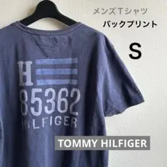 TOMMY HILFIGER バックプリント　メンズＴシャツ　紺色　Ｓサイズ