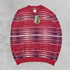 【月末セール】総柄 コットン L〜XL ニットセーター 古着 DALMAINE