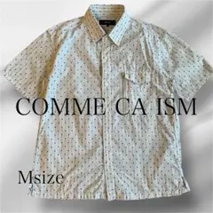 COMME CA ISM ブルー ドット ストライプ 半袖シャツ Mサイズ
