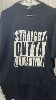 USA「STRAIGHT OUTTA」ロゴTシャツ ※プリントにシミ汚れあり