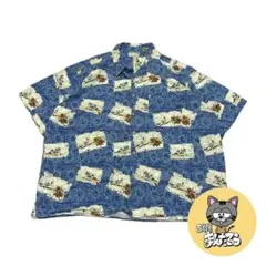 ナチュラルイシュー 古着 半袖シャツ アロハシャツ ブルー XXL
