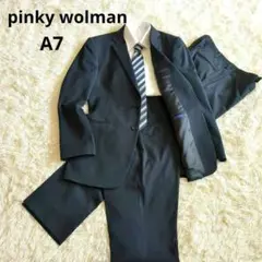 美品✨ pinky wolman セットアップ 背抜き 濃紺 ストライプ A7