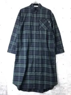 新品 Carney スタンドカラー ブラックウォッチ ロングシャツワンピ