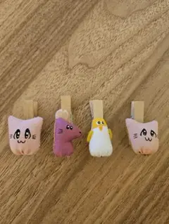 キャラクター布製クリップウッド 4個セット