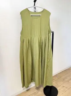 100%麻ノースリーブ ワンピース 重ね着 ゆったり FREE SIZE