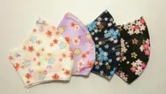 女性用布製マスク① 4枚セット 桜柄 色違い 花柄 大人用 ハンドメイド