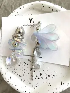 【オーロラひらひらピアス②】ハンドメイドアクセサリー
