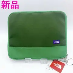 ノースフェイス パープル マルチケース 緑×迷彩 新品 少し訳あり レーベル