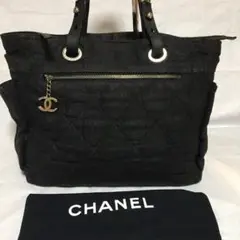 CHANEL パリビアリッツGM キャンバス レザー トートバッグ ブラック