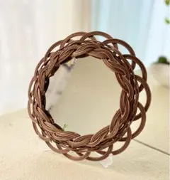 ラタンミラー 丸型20cm 茶色