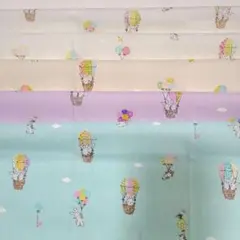 5　ハギレ　可愛い　ウサギ　猫　風船　気球　5枚セット　縦30×横46cm