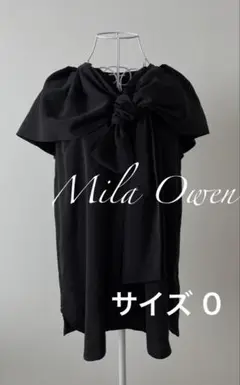 Mila Owen ボウタイ付きブラックノースリーブトップス