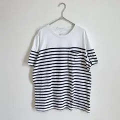 無印良品 ボーダー Tシャツ Mサイズ ポケット付き 部屋着 白T トップス