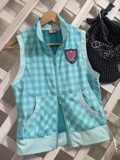 ⭐︎VIVA GIRL ⭐︎ブルーギンガムチェック⭐︎ハート ベスト HP掲載商品