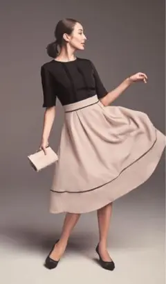 JUSGLITTY ジャスグリッティー バイカラー 半袖 ワンピース