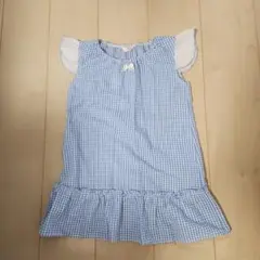 HAPPY MAIL 水色チェック ノースリーブワンピース 120