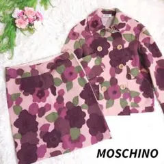 MOSCHINO ウール素材・花モチーフ総柄ジャケットu0026スカート 66788