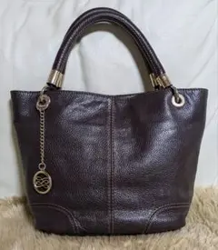 LANCEL ランセル ハンドバッグ 本革 ダークブラウン ゴールドチャーム