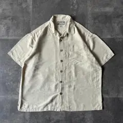 Big Dogs 半袖シルクシャツ 開襟 総柄 XL相当 ベージュ A185