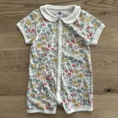 (67cm) PETIT BATEAU 半袖 丸襟 花柄 ロンパース
