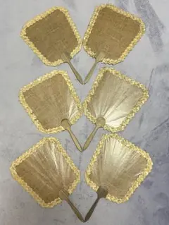 ハンドメイド　ラウハラ　うちわ　6本　ハンドグッズ　タヒチアンダンス