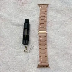 調整器具付き アップルウォッチ向けバンド互換品 シンプル 樹脂製　くすみピンク