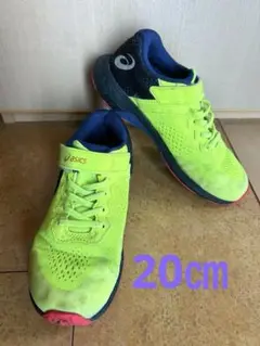 asics ランニングシューズ イエロー/ネイビー　20㎝