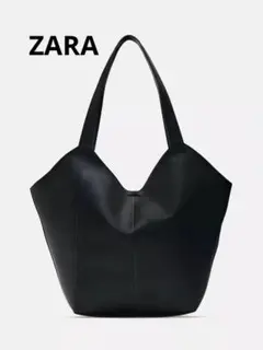 ZARA ブラック トートバッグ 大きめ 合成皮革