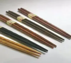 木製波状テクスチャー箸6本セット