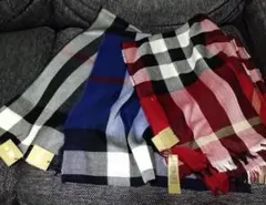 ■新品3枚セット!【お洒落さん必見◎】BURBERRY／チェック柄ストール赤青灰