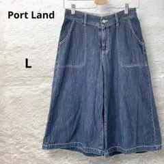 ポートランド デニムガウチョパンツ ひざ丈 コットン100% ブルー L