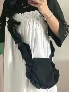 フリルデザイン 黒 ショルダーバッグ florist