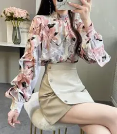 cocoberry 花柄長袖ブラウス フリーサイズ