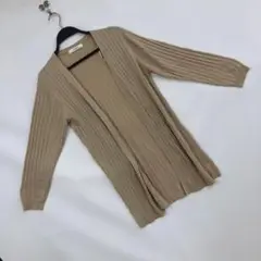カーディガン　体型カバー ベージュ　リブニット