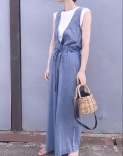 URBAN RESEARCH Sonny Label クロス刺繍デニムサロペット