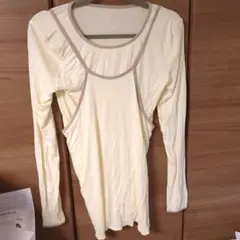 淡い黄色バックオープン長袖トップス2way　M