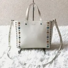 ジミーチュウ 2way ペガシ ショルダーバッグ スタッズ カラフル レザー 白