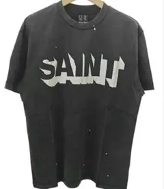 SAINT Tシャツ ブラックグレー　ビンテージ加工　M