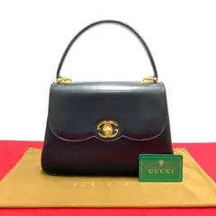 極 美品 オールドグッチ ターンロック カーフレザー ハンドバッグ トートバッグ