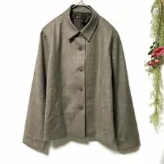 美品✨【PRENON ASSHU】 ジャケット カシミア混 ヘリンボーン (L)