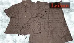 Leilian レリアン カットワーク セットアップ 花柄 上下セット ブラウン