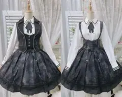 ナポレオン風ブラウスxAmavel Princeベストx星座銀河柄サス付スカート
