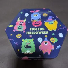 カルディ ハロウィン缶 ピンク ネイビー モンスター