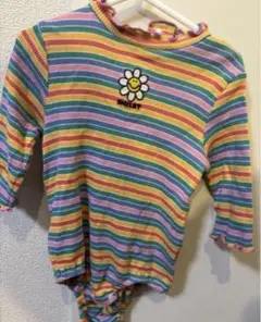 ベビー服 カラフルストライプロンパース ボディースーツ 80cm 長袖