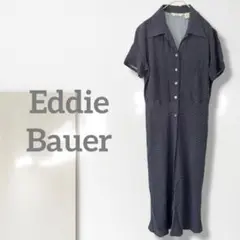 n【エディーバウアー】シャツワンピース/美品 半袖 ドット柄 体型カバー 楽ちん