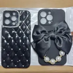 IPhone13Pro スマホケース 海外輸入品 黒 ブラック リボン