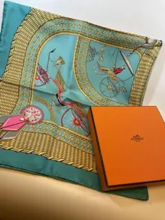 超美品 エルメス スカーフ カレ90 VOITURES PANIERS 幌馬車