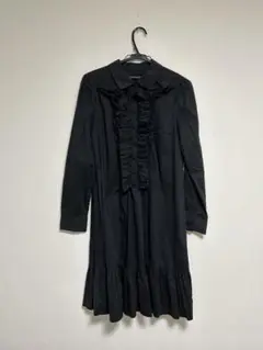 新品未使用　ボタンシャツ　フリル　ブラック　ワンピース