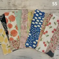 55.【6重ガーゼ】ハーフサイズ　パッチワークガーゼハンカチ　5枚セット　北欧